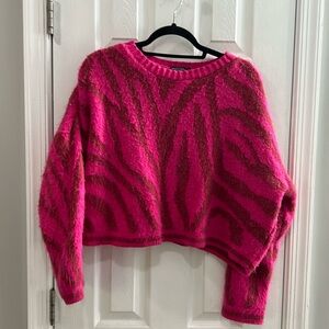 Cropped Nasty Gal pink patterned sweater